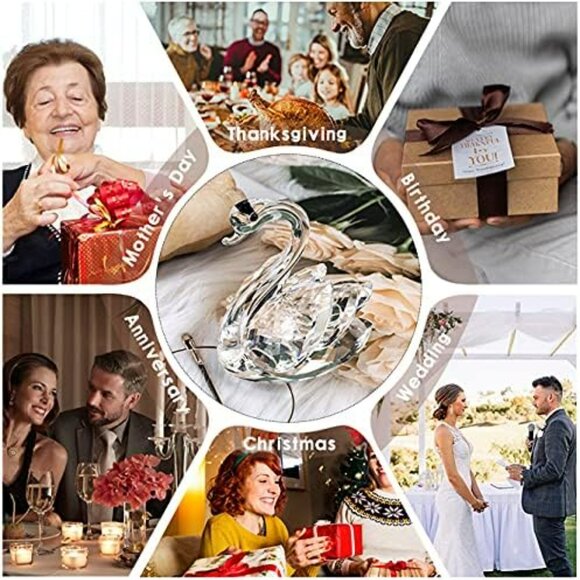 Sparkle Crystal Swan Figurine Collection Paperweight Table Centerpiece Ornament - Picture 6 of 8